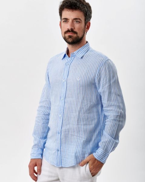 Image de Chemise lin manches longues rayée 3 XL CIEL