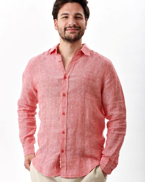 Image de Chemise en lin manches longues chinée 4 XL FRAMBOISE