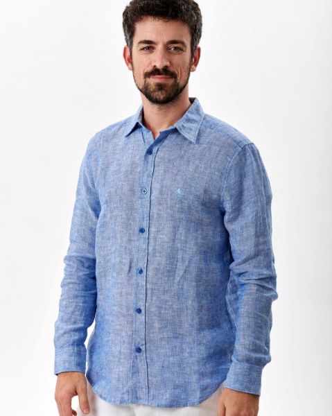 Image de Chemise en lin manches longues chinée 2 XL MARINE