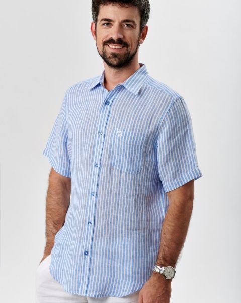 Image de Chemise en lin rayée manches courtes L CIEL