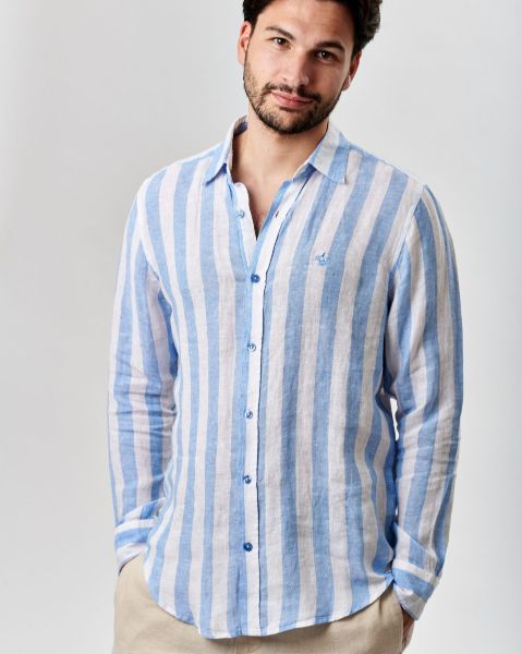 Image de Chemise en lin manches longues larges rayures 4 XL CIEL