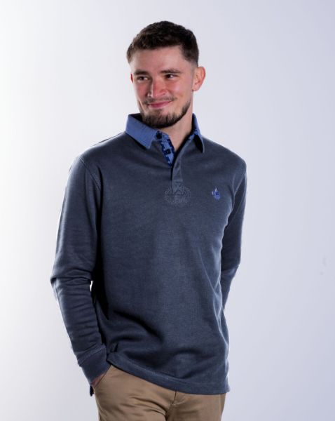 Image de Sweat shirt col polo col jeans 4 XL MARINE / CIEL