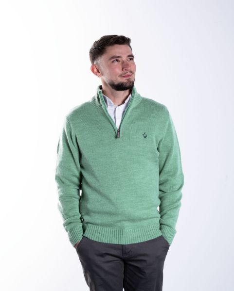 Image de Pull laine col camionneur L VERT MENTHE