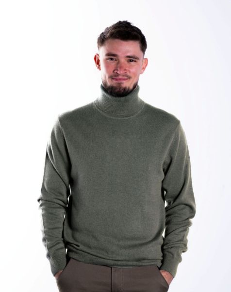 Image de Pull col roulé cahemire unité M KAKI