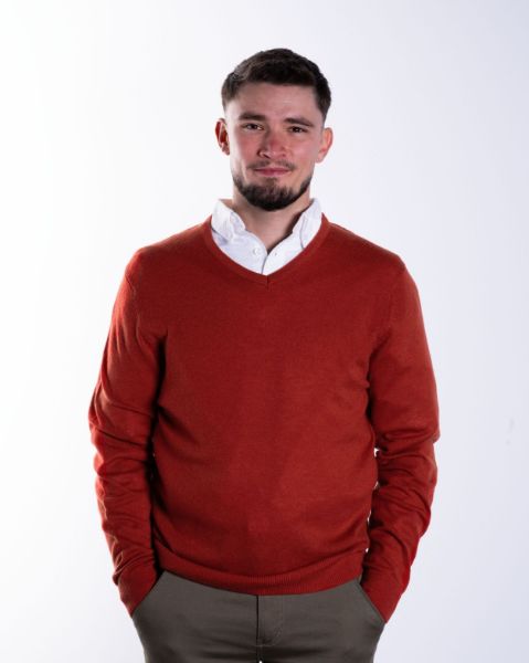 Image de Pull col V cahemire unité 2 XL ROUILLE