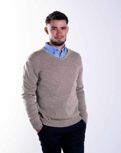 Image de Pull col V cahemire unité M TAUPE