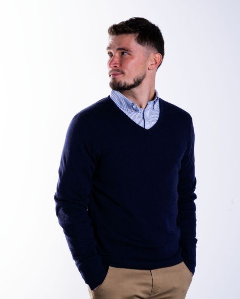 Image de Pull col V cahemire unité M MARINE