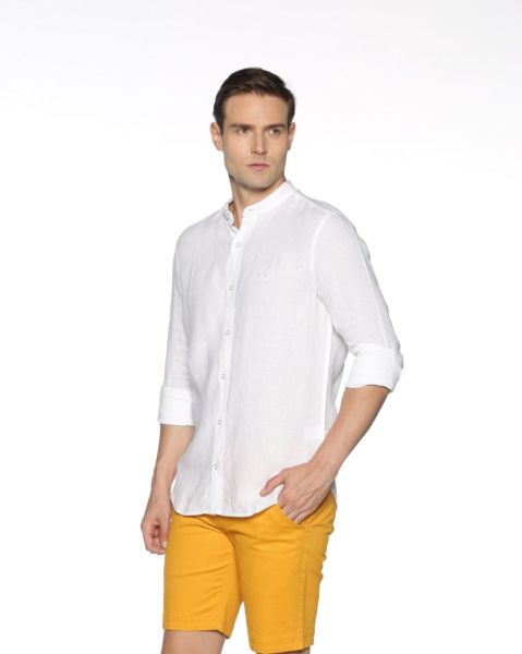 Image de Chemise lin unie col Mao 4 XL BLANC