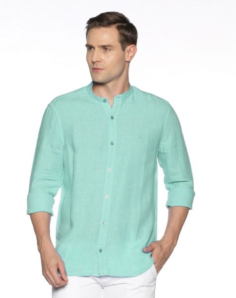 Image de Chemise lin unie col Mao 3 XL TURQUOISE