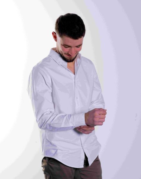 Image de Chemise regular fit Oxford unie S BLANC