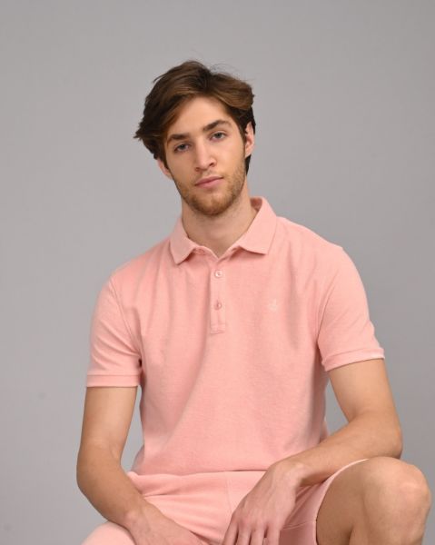 Image de Polo velours éponge uni S VIEUX ROSE