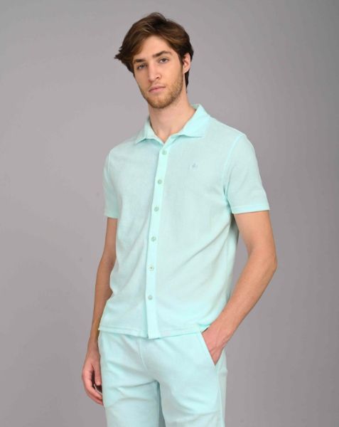 Image de Polo chemise boutonné velours éponge 4 XL VERT MENTHE