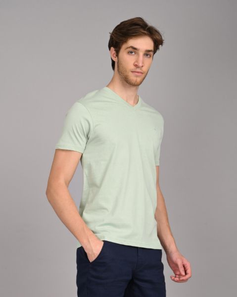 Image de T shirt coton bio-wash col V XL CELADON