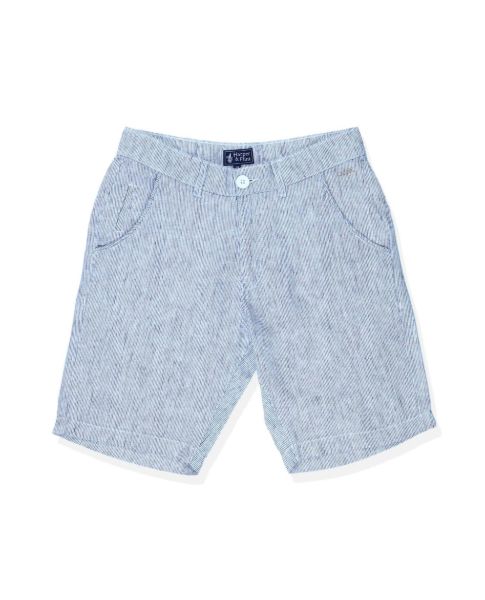 Image de Bermuda chino lin rayé unité 48 MARINE