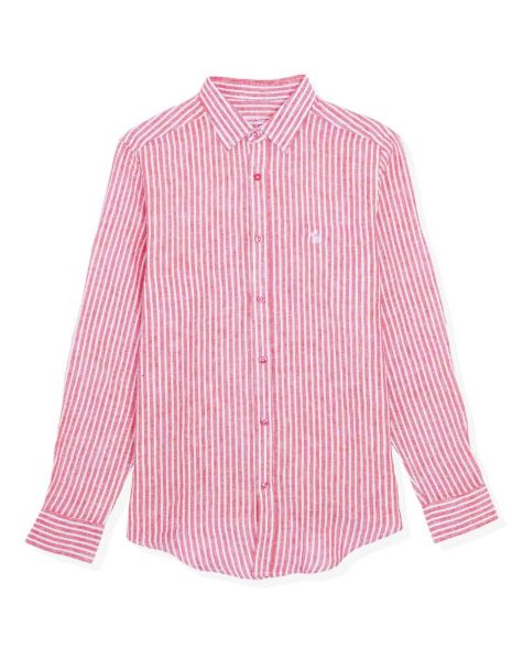 Image de Chemise lin manches longues rayée 3 XL FRAMBOISE