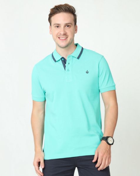 Image de Polo uni coton piqué M VERT MENTHE