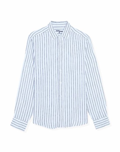 Image de Chemise lin fines rayures Cambridge unité S MARINE