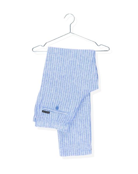 Image de Pantalon lin élastiqué à rayures XL CIEL