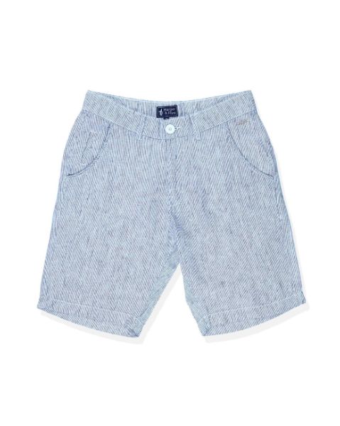 Image de Bermuda chino lin rayé unité 50 MARINE