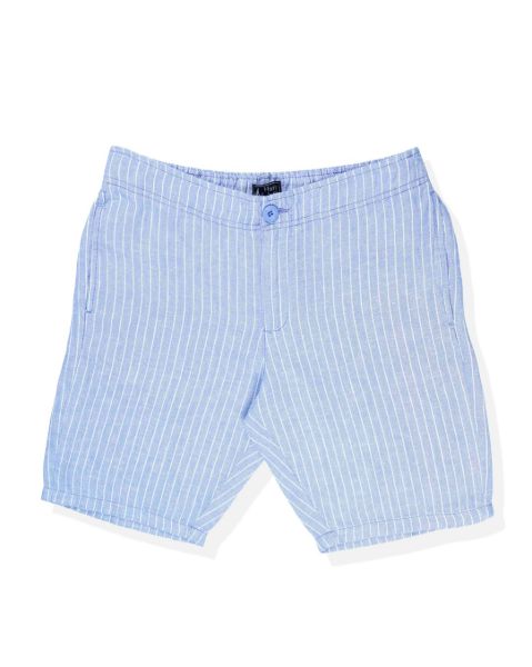 Image de bermuda lin larges rayures élastiqué 2 XL CIEL