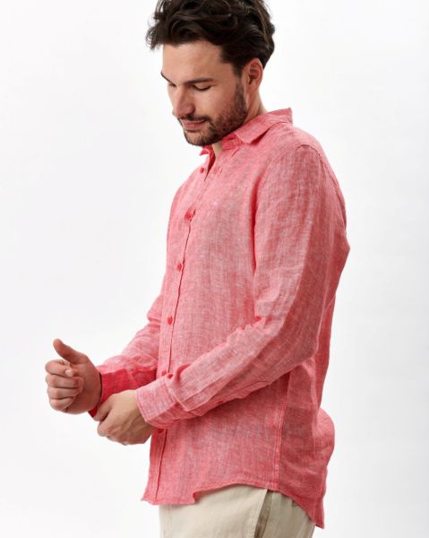 Image de Chemise en lin manches longues chinée 4 XL FRAMBOISE