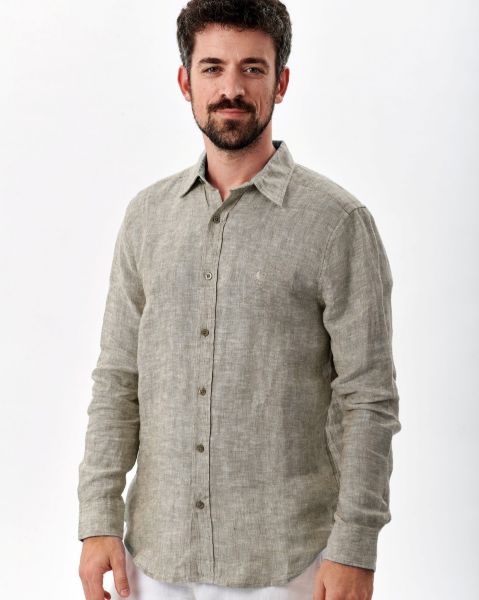 Image de Chemise en lin manches longues chinée S OLIVE