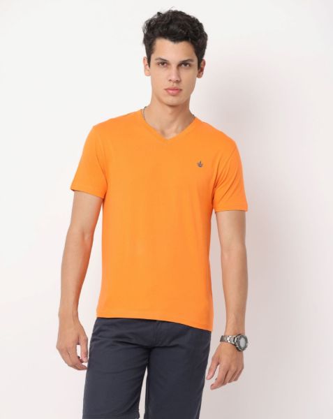 Image de T shirt coton bio-wash col V L MANGUE