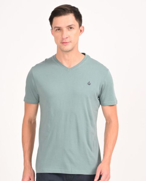Image de T shirt coton bio-wash col V L LAGON