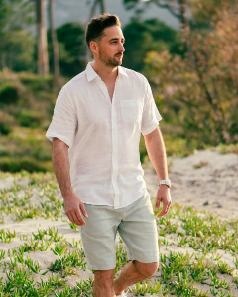 Image de Chemise lin manches courtes 2 XL BLANC