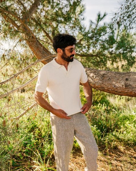 Image de Polo en tricot léger 100 % coton bio M CREME