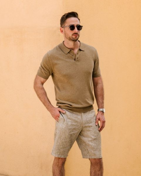 Image de Polo en tricot léger 100 % coton bio S KAKI