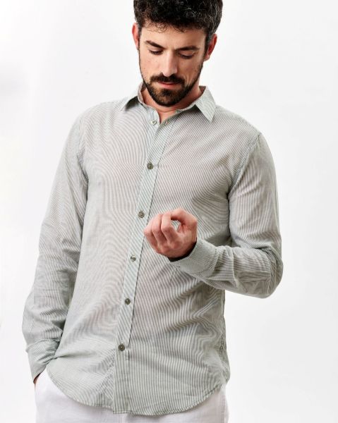 Image de Chemise rayée en voile de coton ML 4 XL KAKI