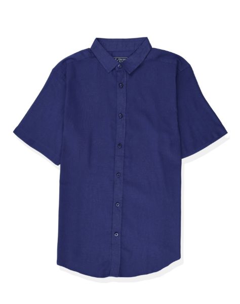 Image de Chemise voile de coton unie manches courtes 2 XL MARINE