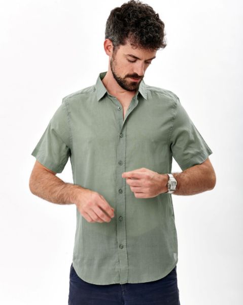 Image de Chemise voile de coton unie manches courtes 4 XL KAKI