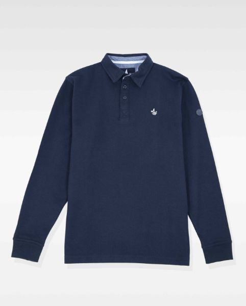 Image de Sweat shirt col polo 2 XL MARINE/ BLANC