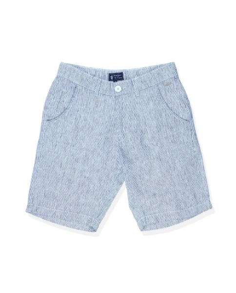 Image de bermuda lin chino fines rayures 38 MARINE