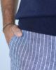 Image de Pantalon lin élastiqué à rayures 2 XL MARINE