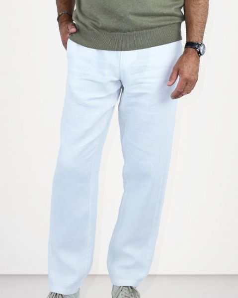 Image de Pantalon lin élastiqué XL BLANC
