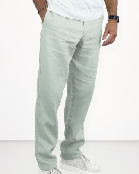 Image de Pantalon lin élastiqué S CELADON