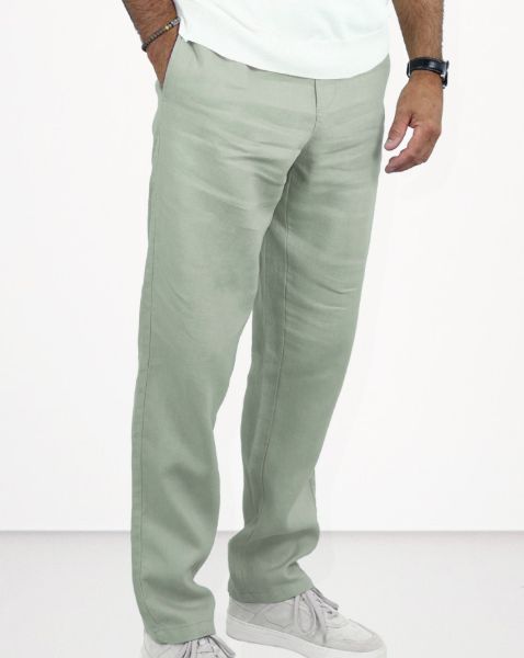 Image de Pantalon lin élastiqué S KAKI
